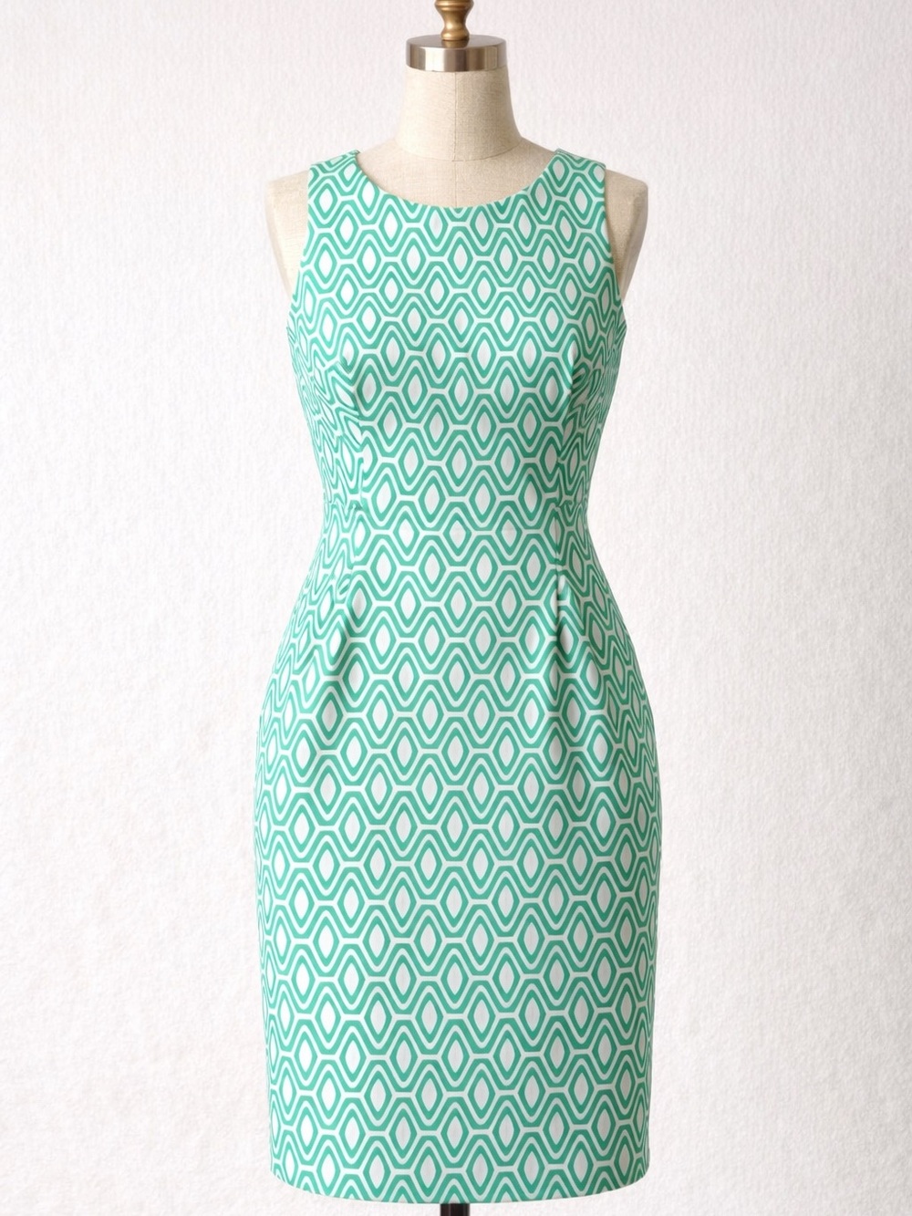 ANTONIO MELANI Mint Green Geometric Sheath Dress